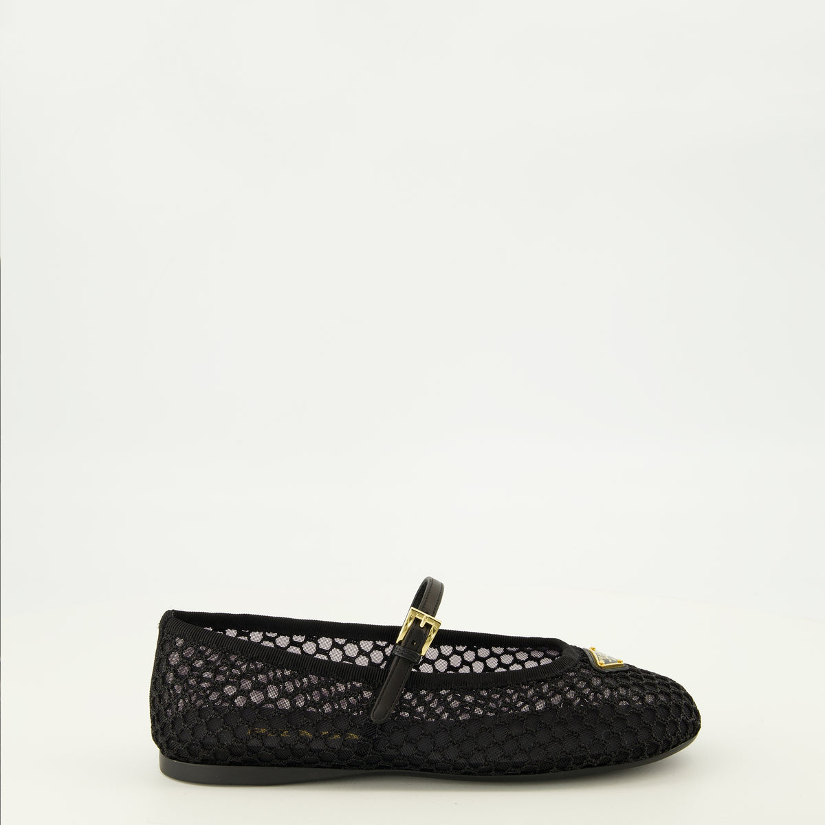 Chaussures plates Ballerines en mesh noire Prada Noir Femme