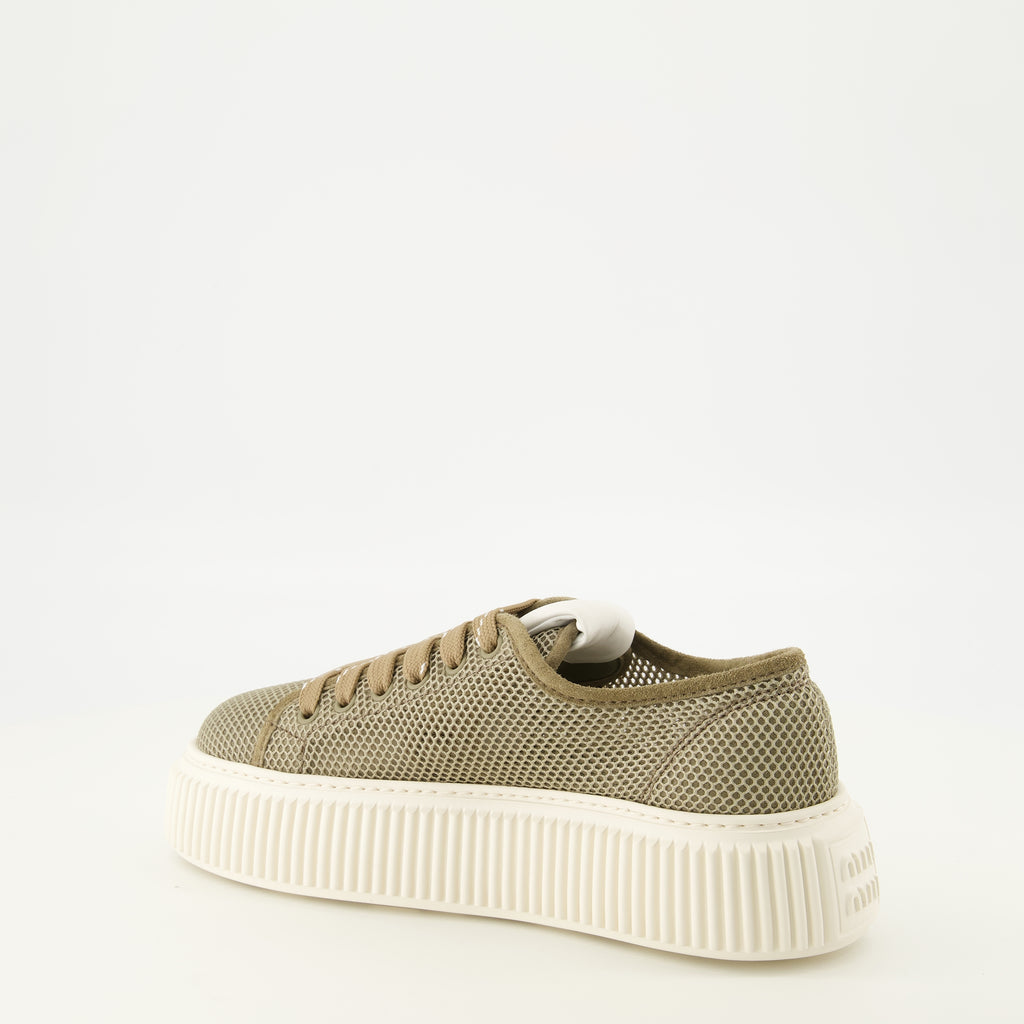 Baskets Baskets en mesh à plateforme marron Miu Miu Kaki Femme