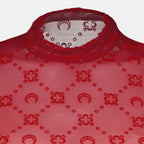 Bild des roten Mesh-Monogramm-Tops für Frauen von Marine Serre - Herbst-Winter 2025 - Detaillierte Ansicht_2