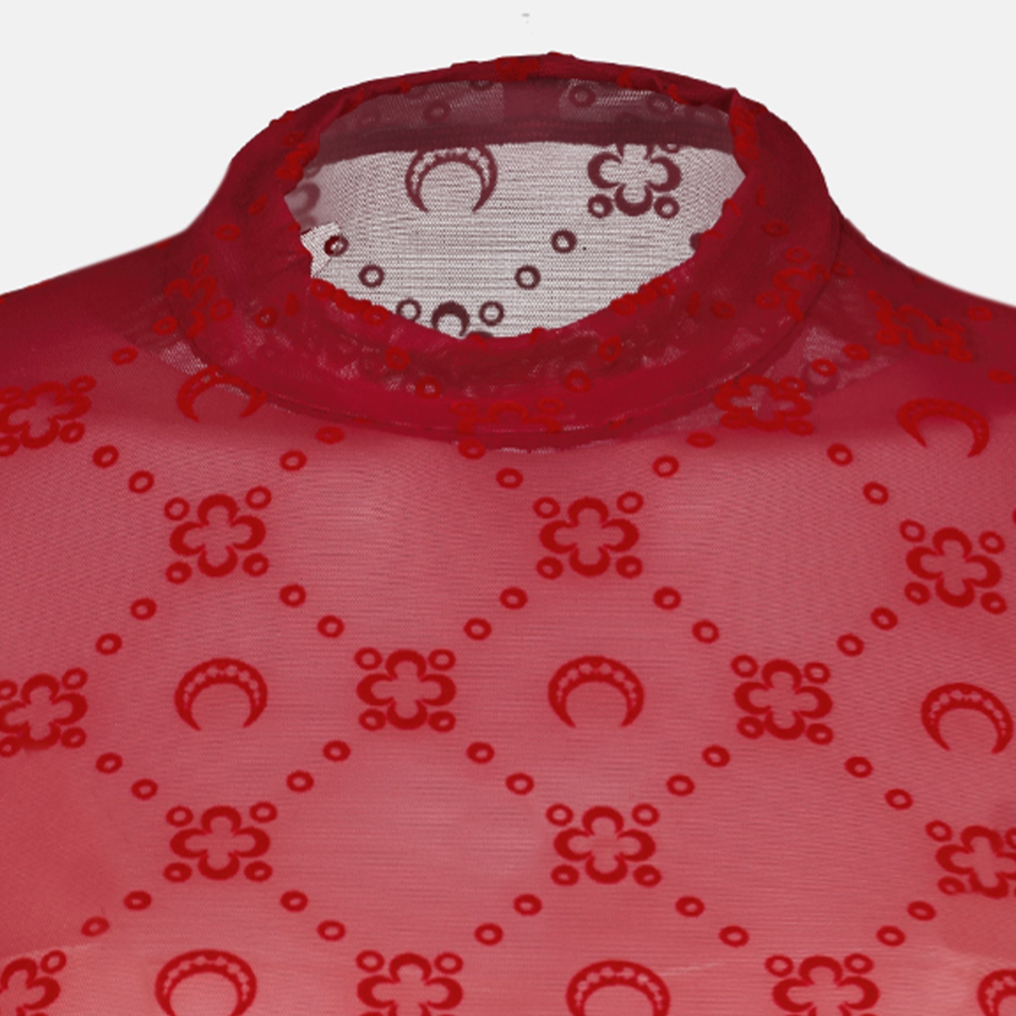 Bild des roten Mesh-Monogramm-Tops für Frauen von Marine Serre - Herbst-Winter 2025 - Detaillierte Ansicht_2