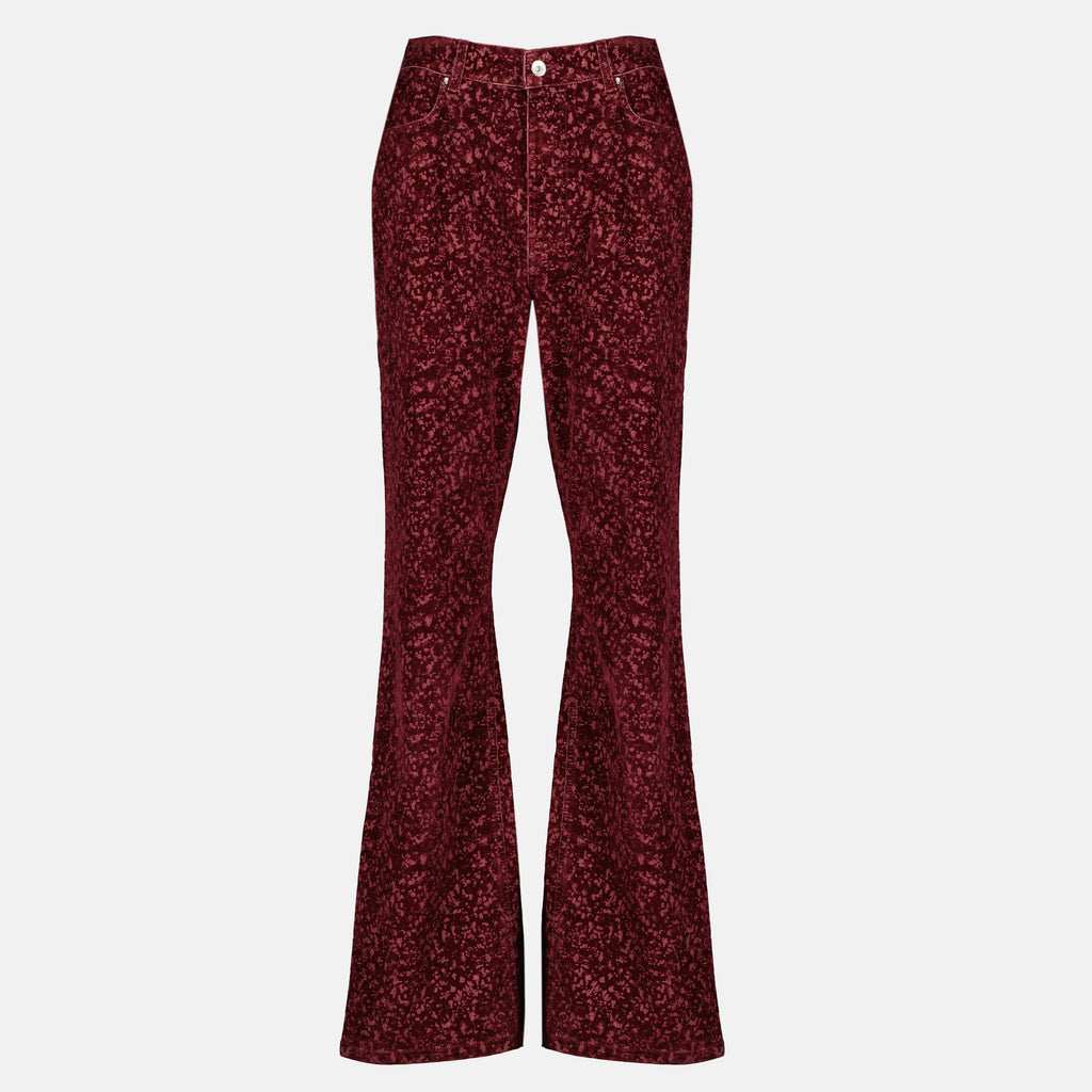 Image de l'article Jean rouge effet velours en coton de la marque Rabanne pour Femme - Saison Printemps-Été 2026 - Vue de Face