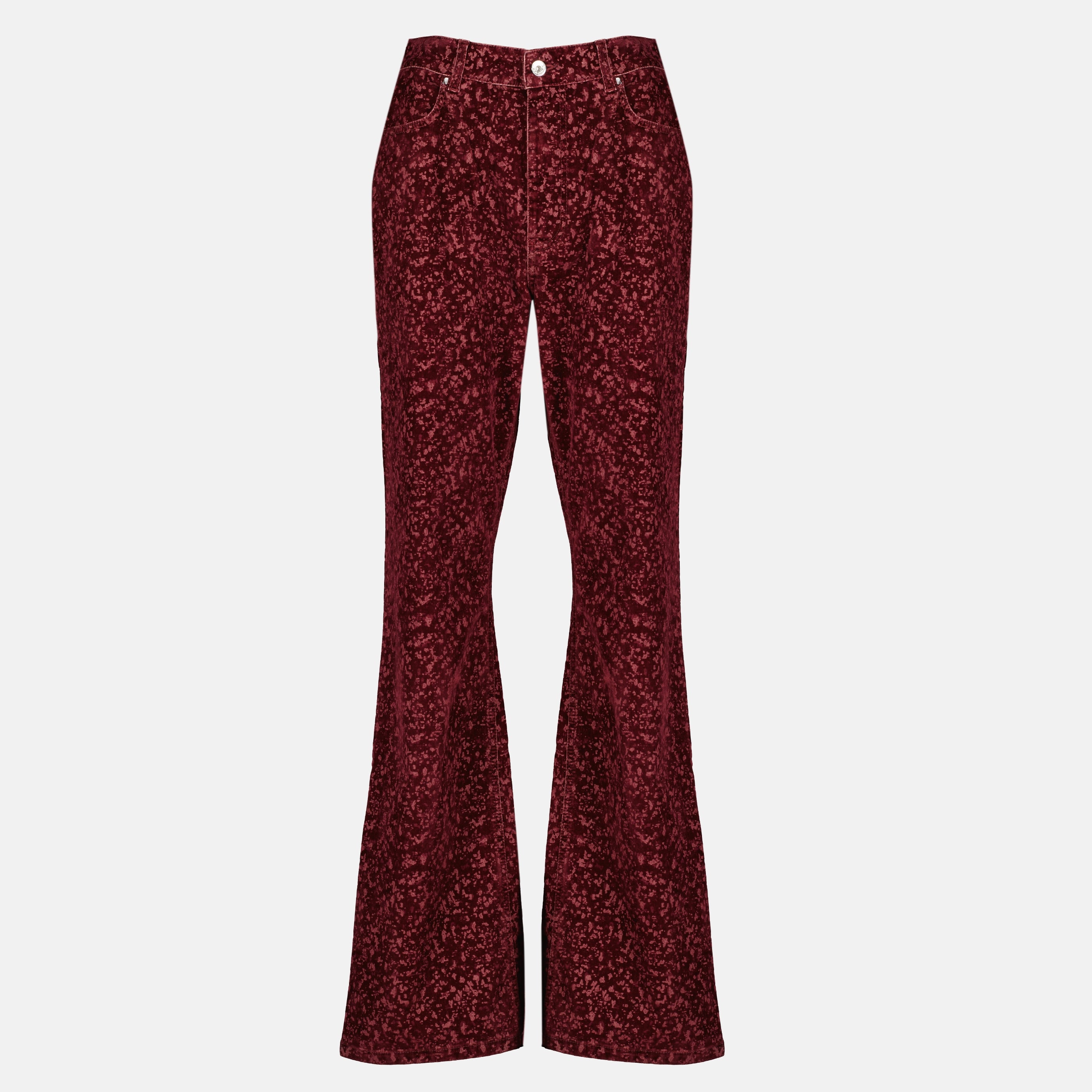 Image de l'article Jean rouge effet velours en coton de la marque Rabanne pour Femme - Saison Printemps-Été 2026 - Vue de Face