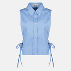 Chemises Camicia di popeline blu Miu Miu Bleu Femme
