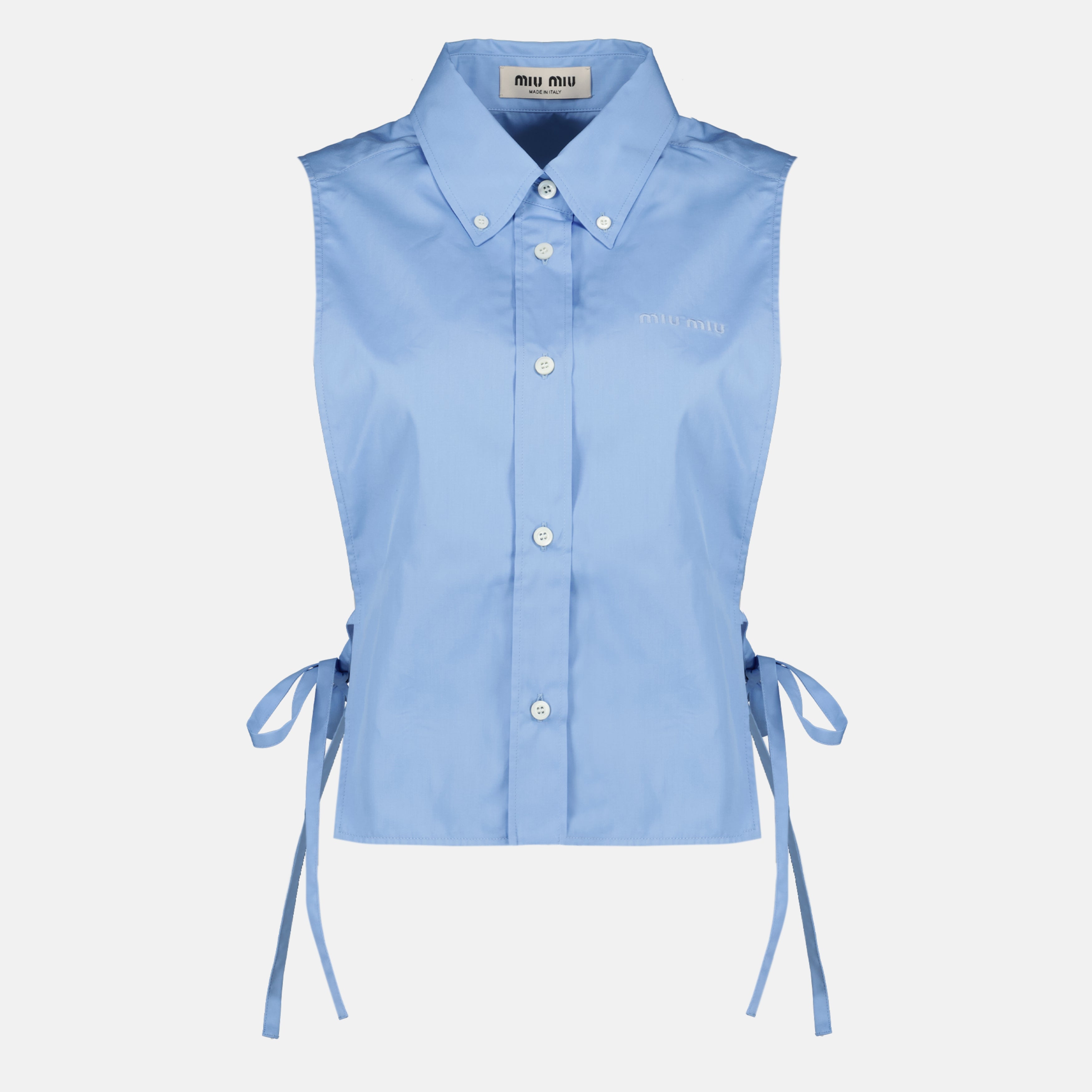 Chemises Camicia di popeline blu Miu Miu Bleu Femme