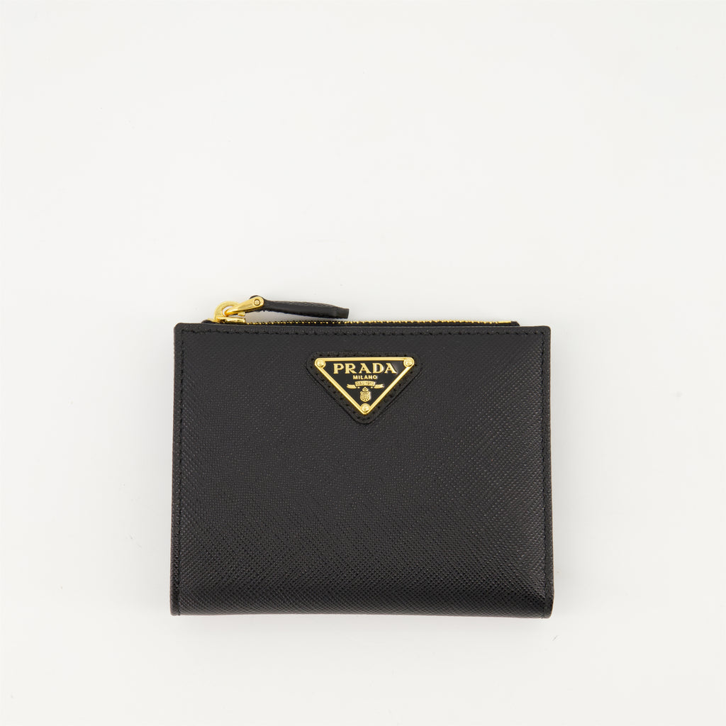 Small leather goods Portefeuille Saffiano Prada Black Femme