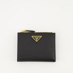 Small leather goods Portefeuille Saffiano Prada Black Femme