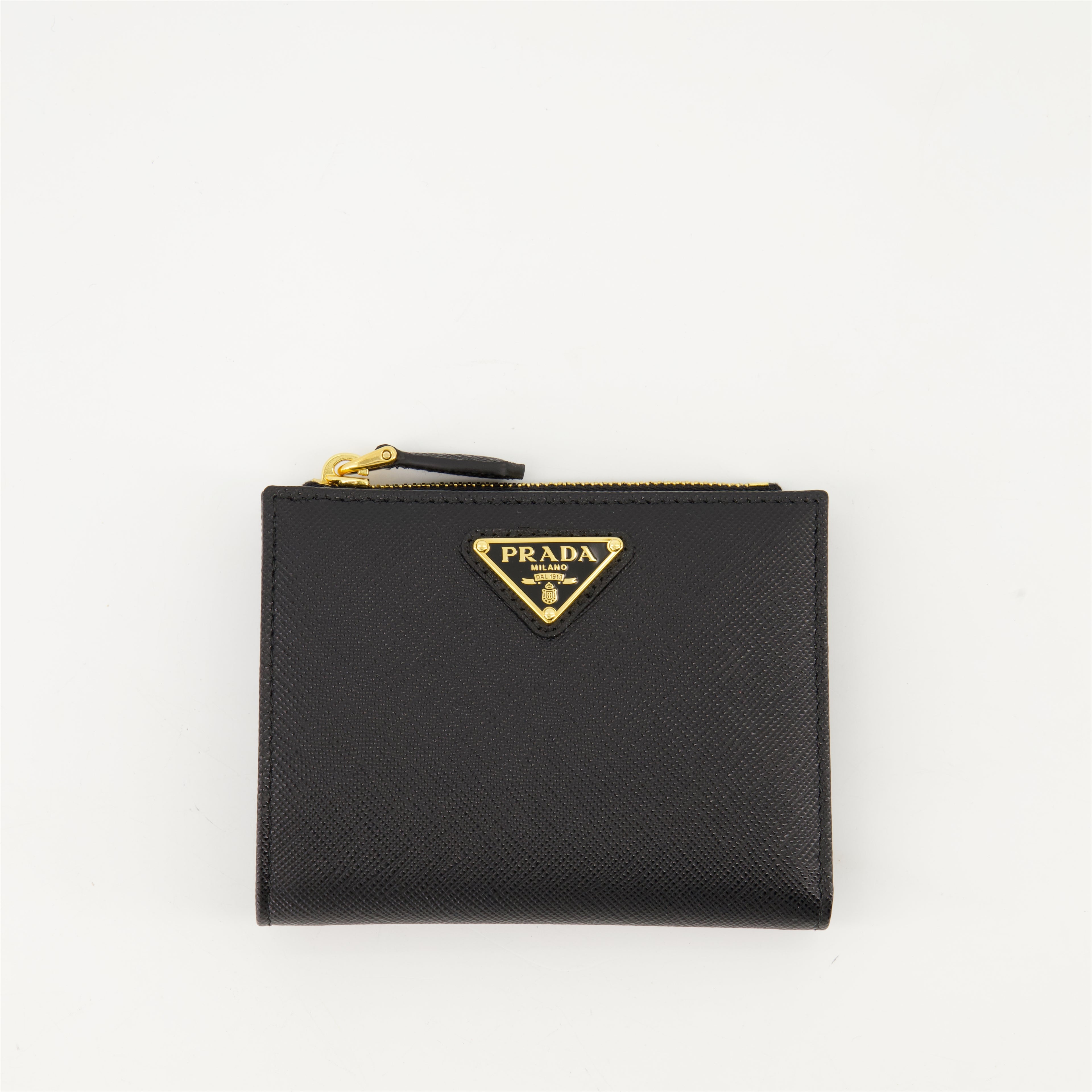 Small leather goods Portefeuille Saffiano Prada Black Femme