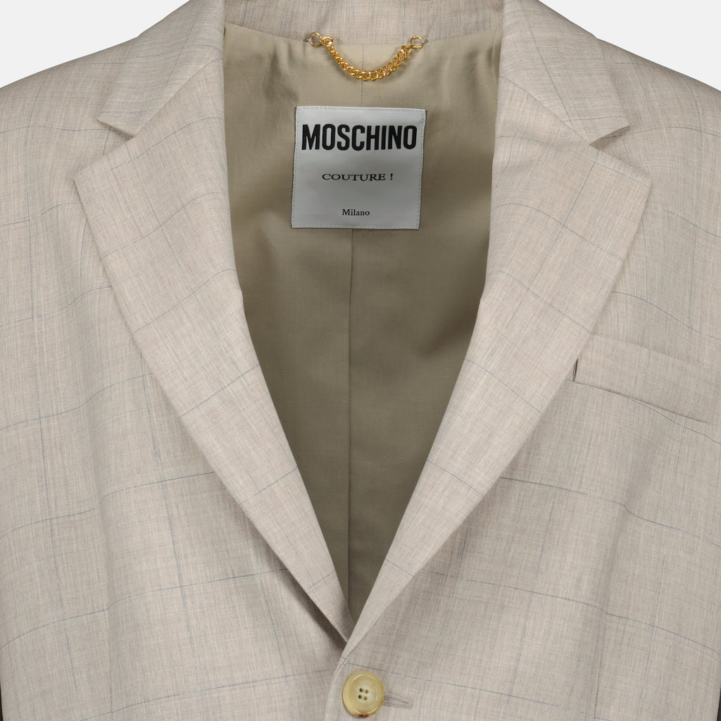 Chaquetas Blazer de cuadros Moschino Beige Mujeres