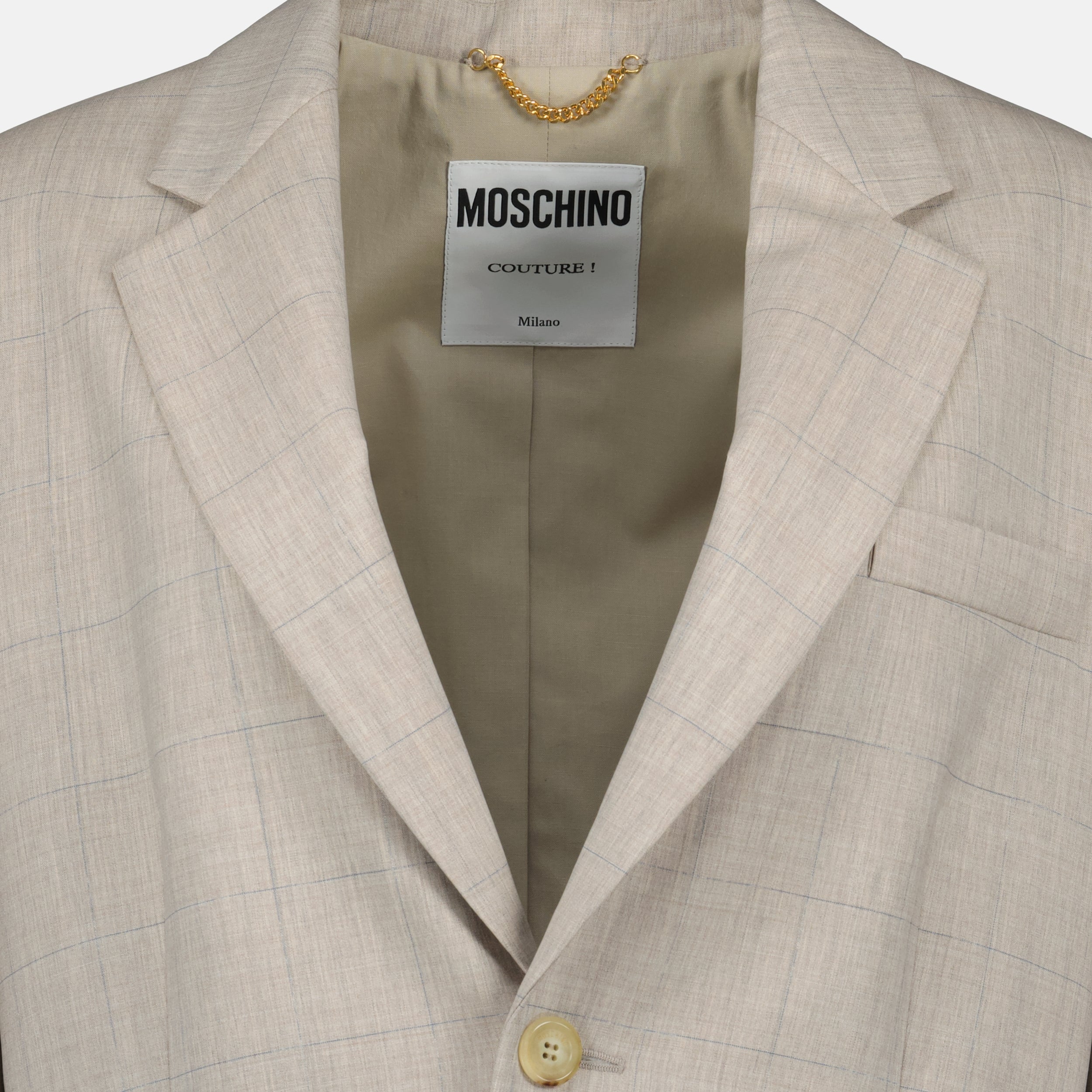 Vestes Blazer à carreaux Moschino Beige Femme