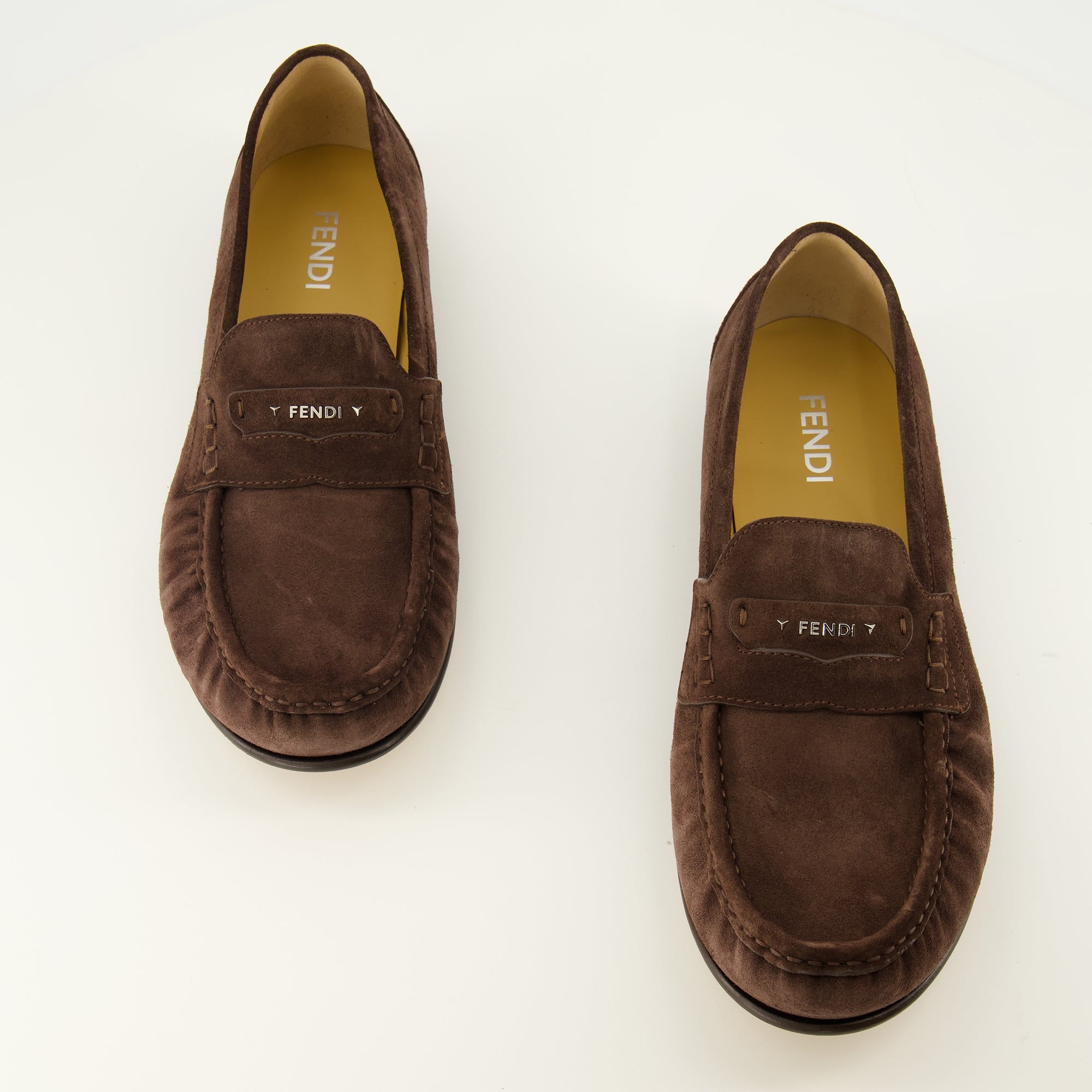 Mocassins Mocassini Scrunch in Suede Marrone Fendi Marron Homme