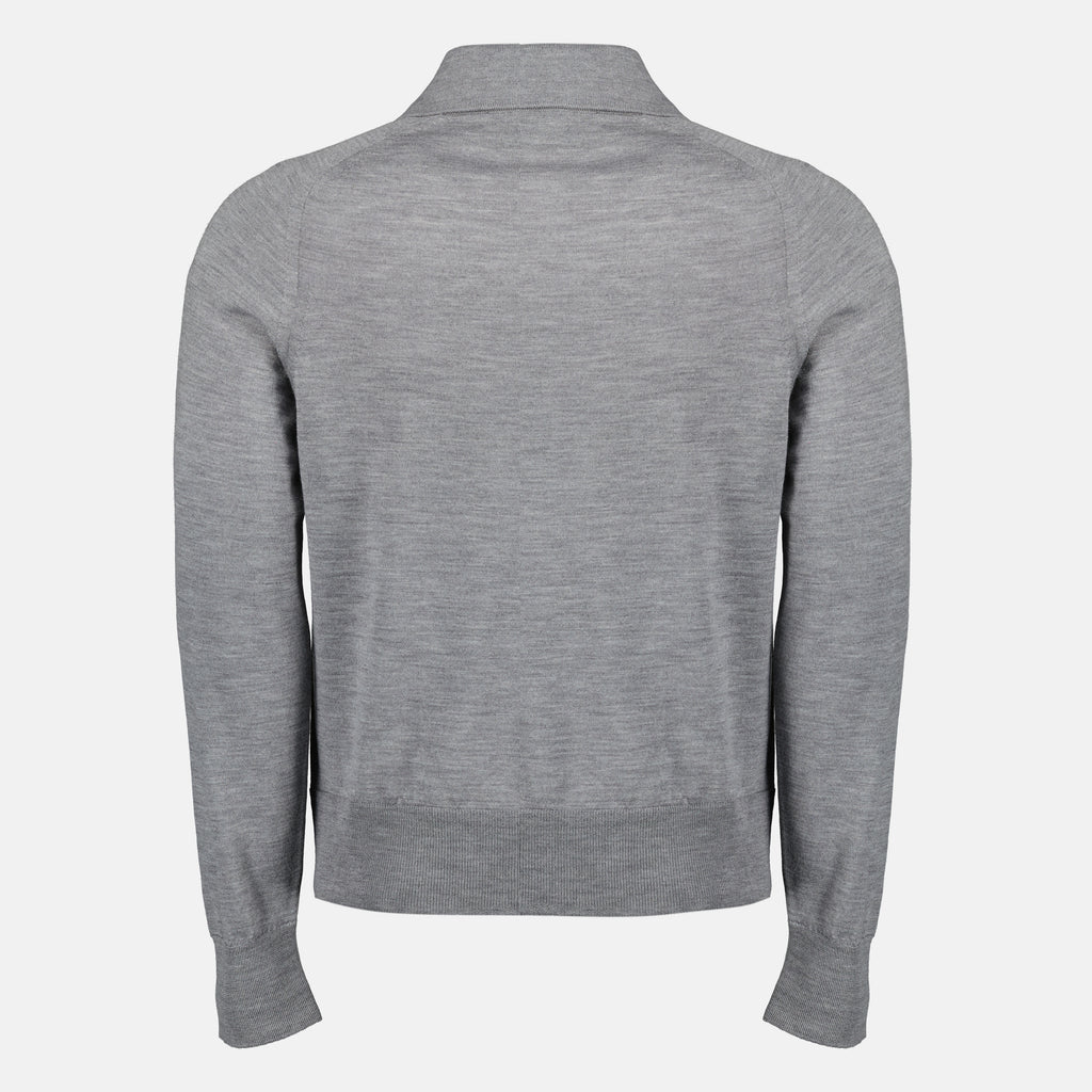 Imagem do cardigã cinza em lã da marca Ami PARIS para Homem - Temporada Primavera-Verão 2026 - Vista Traseira