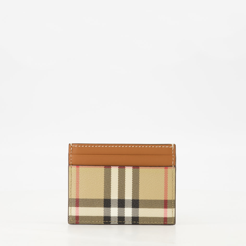 スモールレザーグッズ サンドン チェック カードホルダー Burberry ベージュ Femme