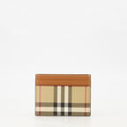 スモールレザーグッズ サンドン チェック カードホルダー Burberry ベージュ Femme