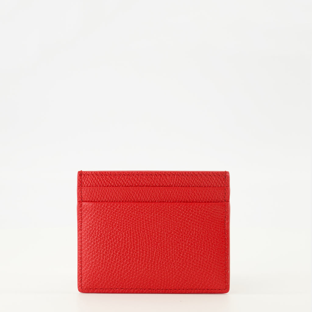 Petite maroquinerie VLogo Card Holder in Red Leather Valentino Garavani Rouge Femme