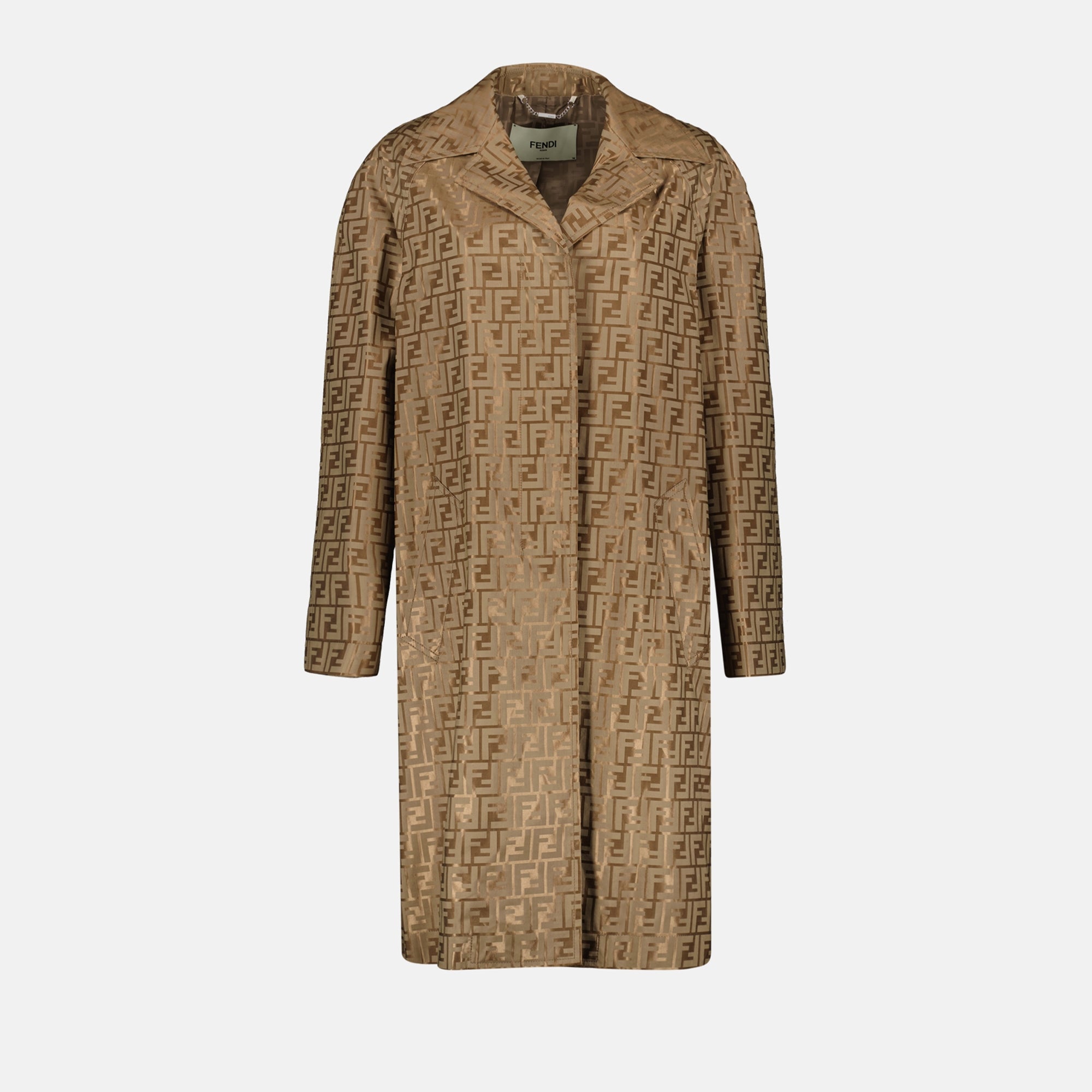 Manteaux Manteau FF en jacquard Fendi Beige Femme