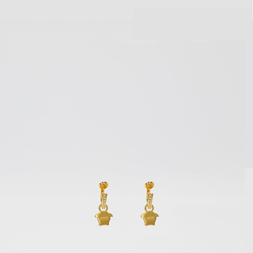 Joias Brincos de Argola La Medusa com Cristais Versace Ouro Femme