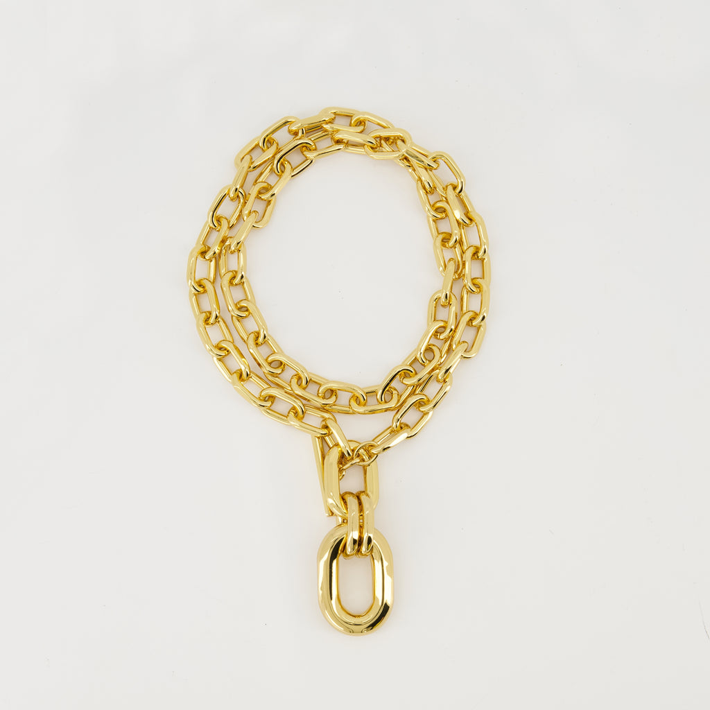 Bijoux Collier Double XL Link Rabanne Doré Femme