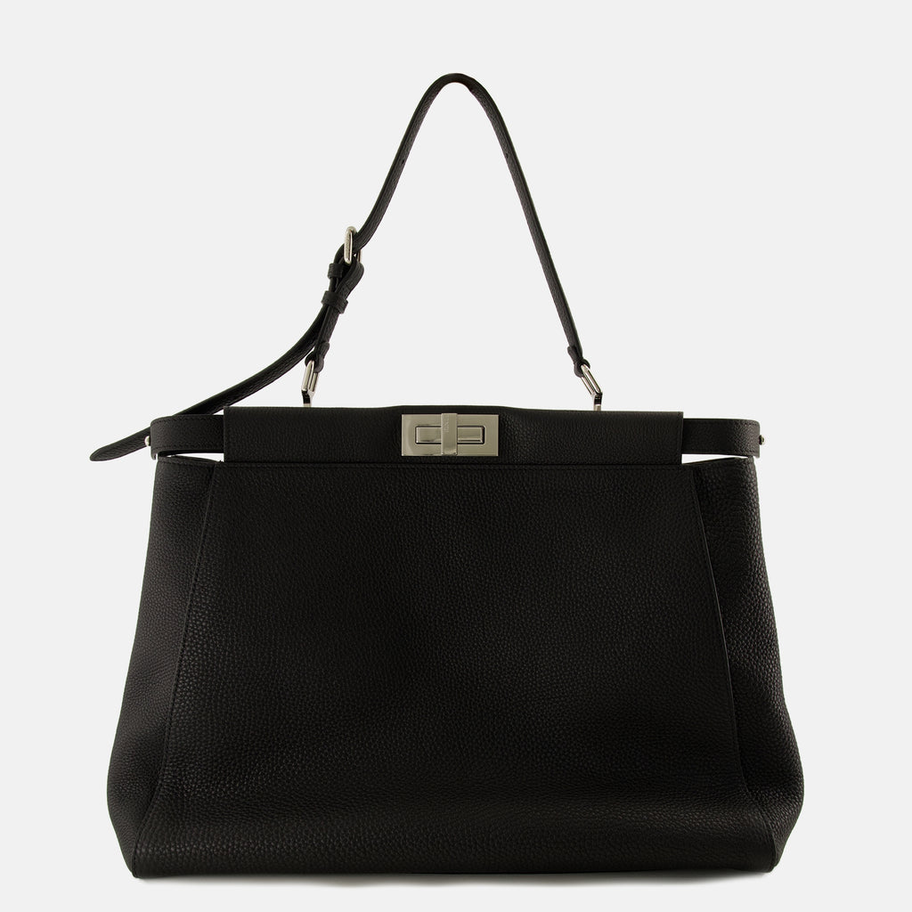 Sacs cabas ピーカブー ブラック グレイン レザー バッグ Fendi Noir Homme
