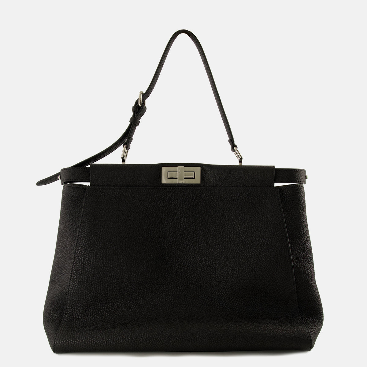 Sacs cabas ピーカブー ブラック グレイン レザー バッグ Fendi Noir Homme