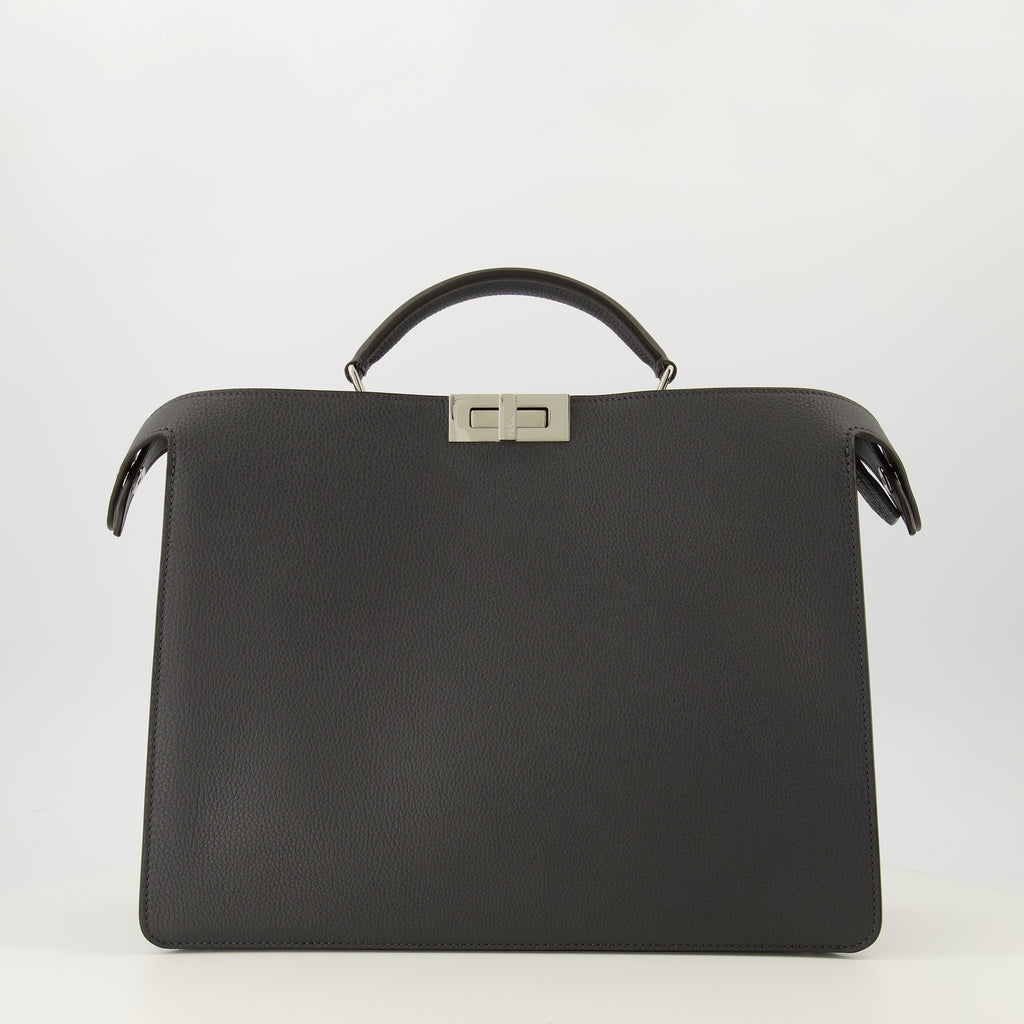 Image of the Fendi PeekabooISeeU medium grey bag for men - Fall-Winter 2025 - Front View