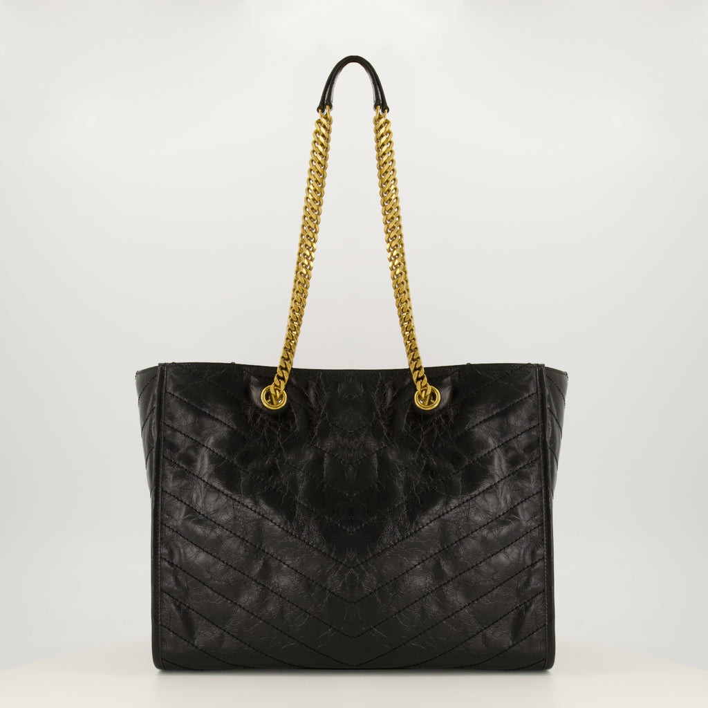 Sacs à main et épaule Niki Shopping schwarze Leder Tasche Saint Laurent Noir Femme