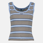Imagen del artículo Camiseta sin mangas a rayas azules de la marca Prada para Mujer - Temporada Primavera-Verano 2026 - Vista Frontal