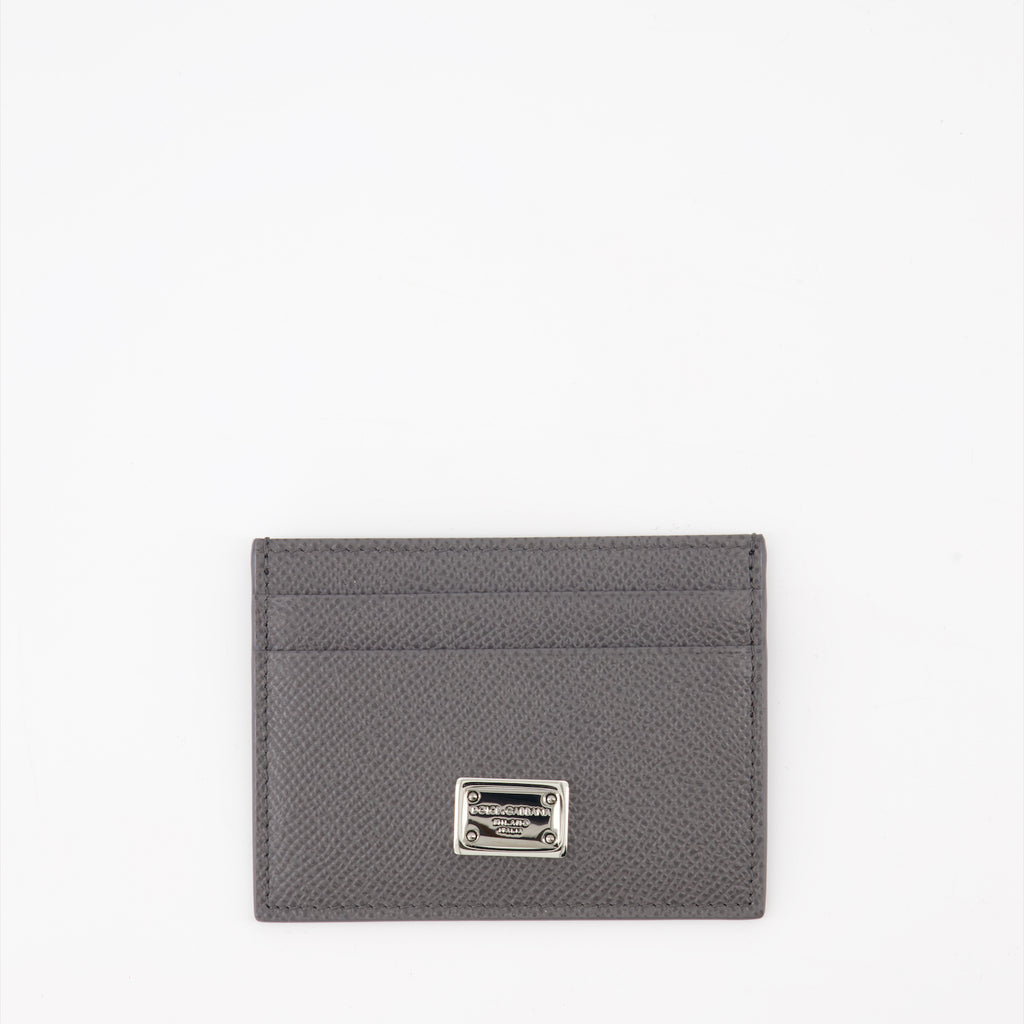 Small leather goods Logo plaque card holder Dolce & Gabbana Gray Man