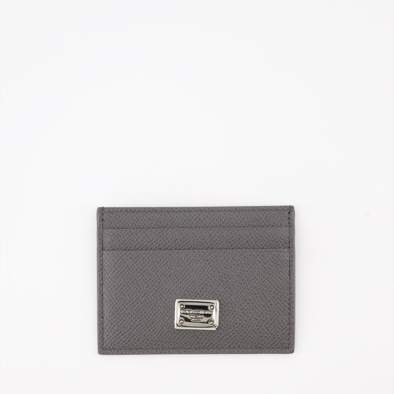 Small leather goods Logo plaque card holder Dolce & Gabbana Gray Man