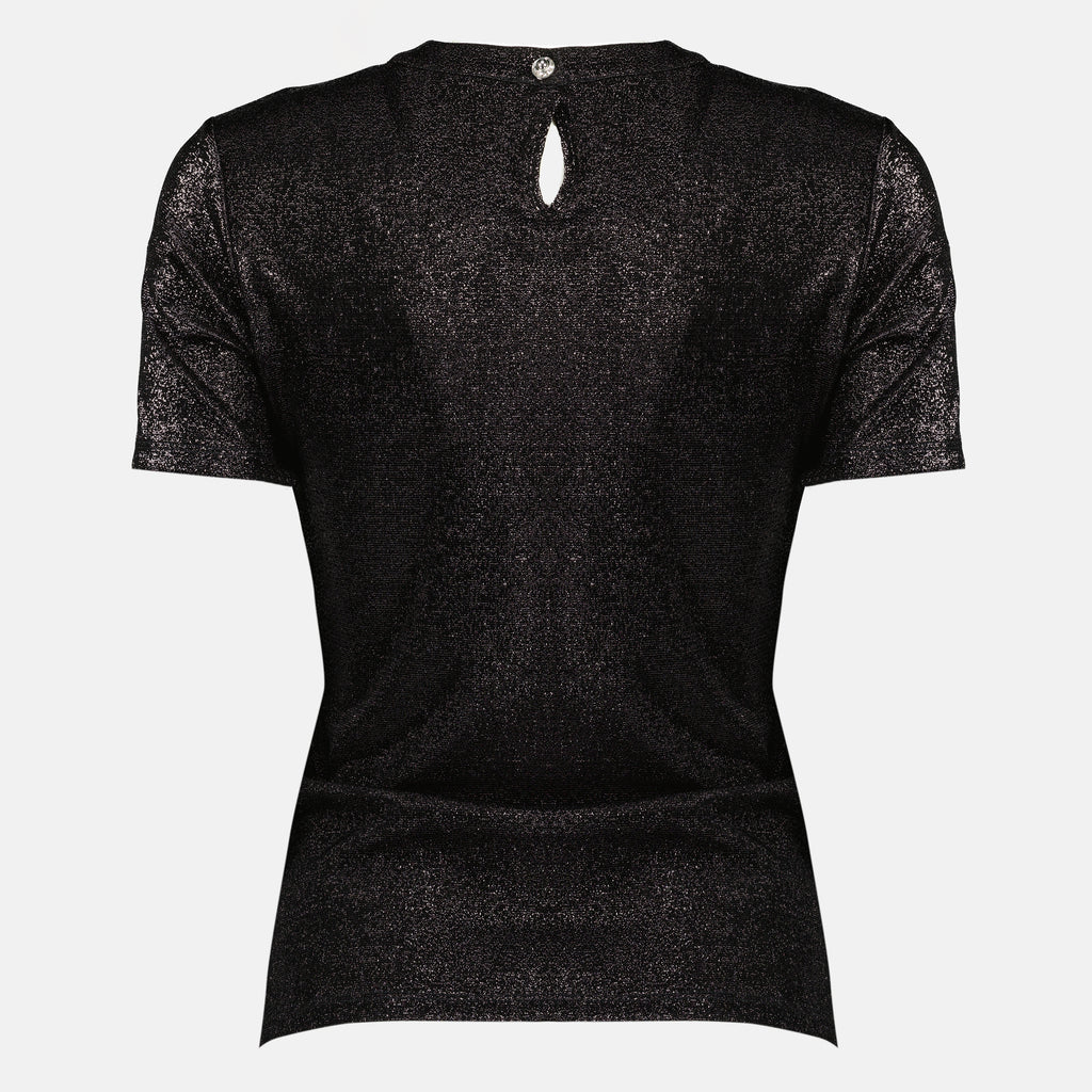 Imagen del top drapeado de jersey brillante de la marca Rabanne para Mujeres - Temporada Primavera-Verano 2026 - Vista Trasera