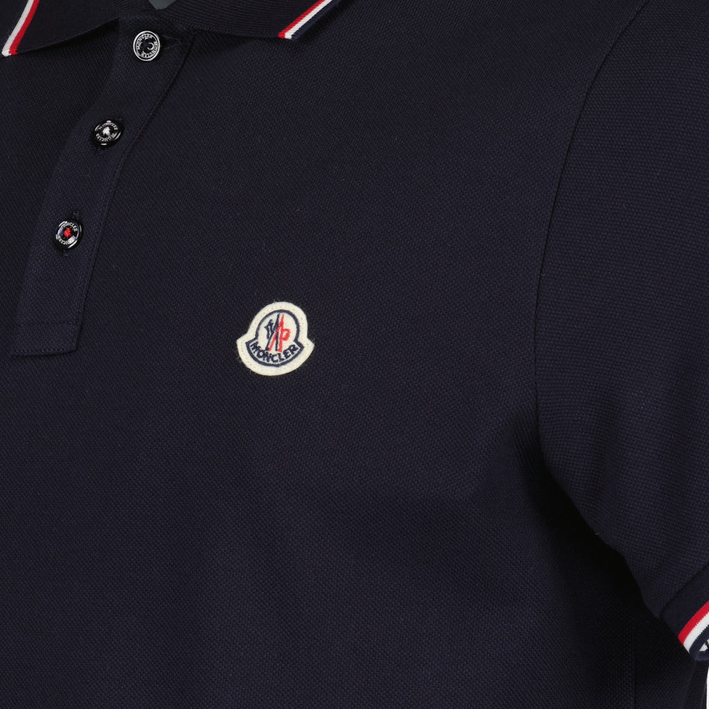 Polo Polo con Bordature Tricolori Moncler Blu scuro Homme