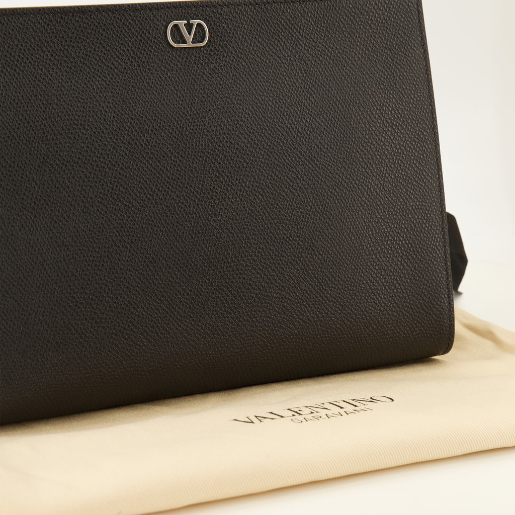 Pochettes Pieza en Cuero Negro VLogo Valentino Garavani Noir Homme