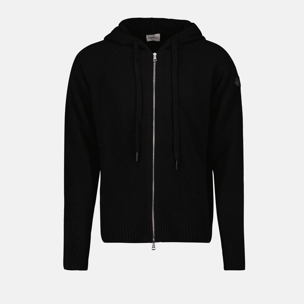Maille Cardigan zippé en laine Moncler Noir Homme