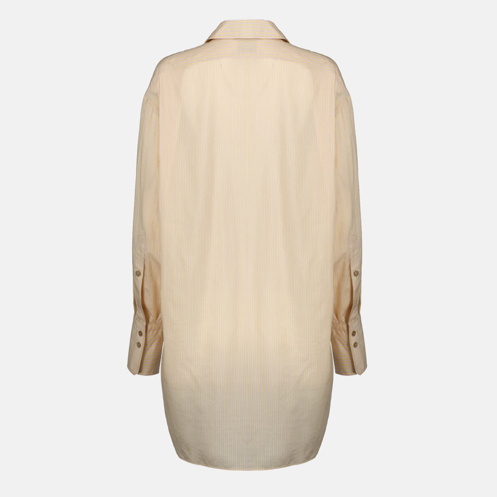 Chemises Camicia in Sete Striata Oversize Beige Patou Rose Femme