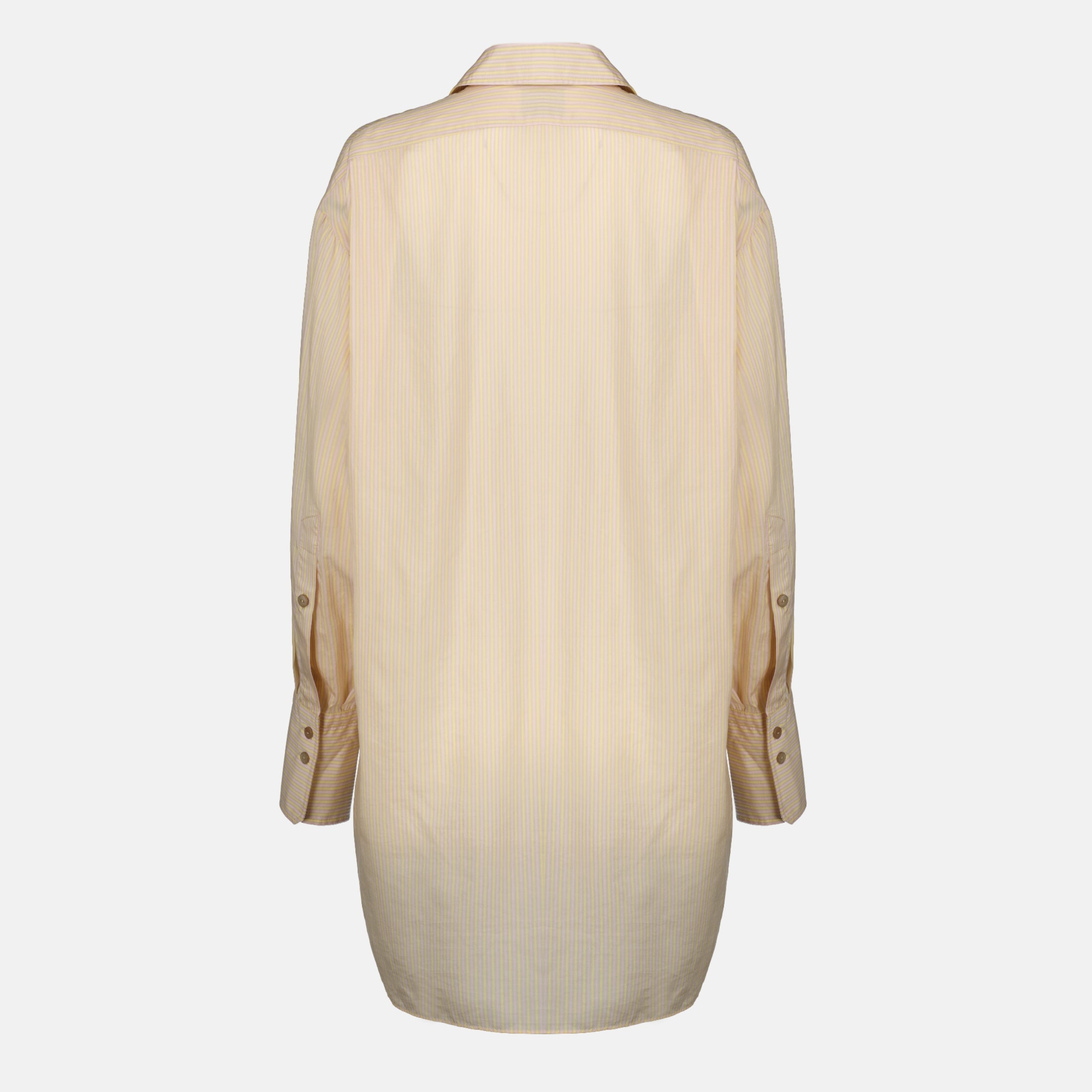 Chemises Camicia in Sete Striata Oversize Beige Patou Rose Femme