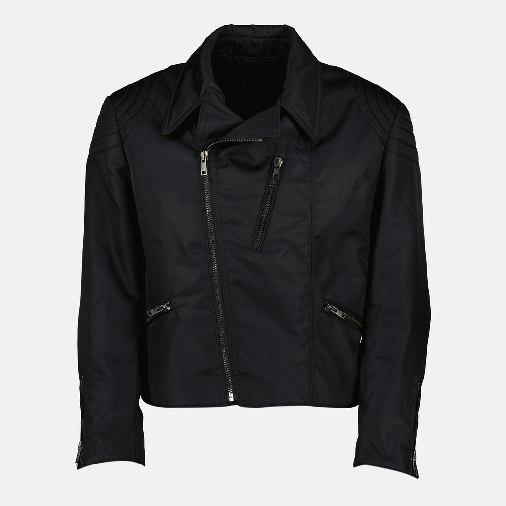 Immagine della giacca in nylon nero di Prada per uomo - Primavera-Estate 2026 - Vista frontale