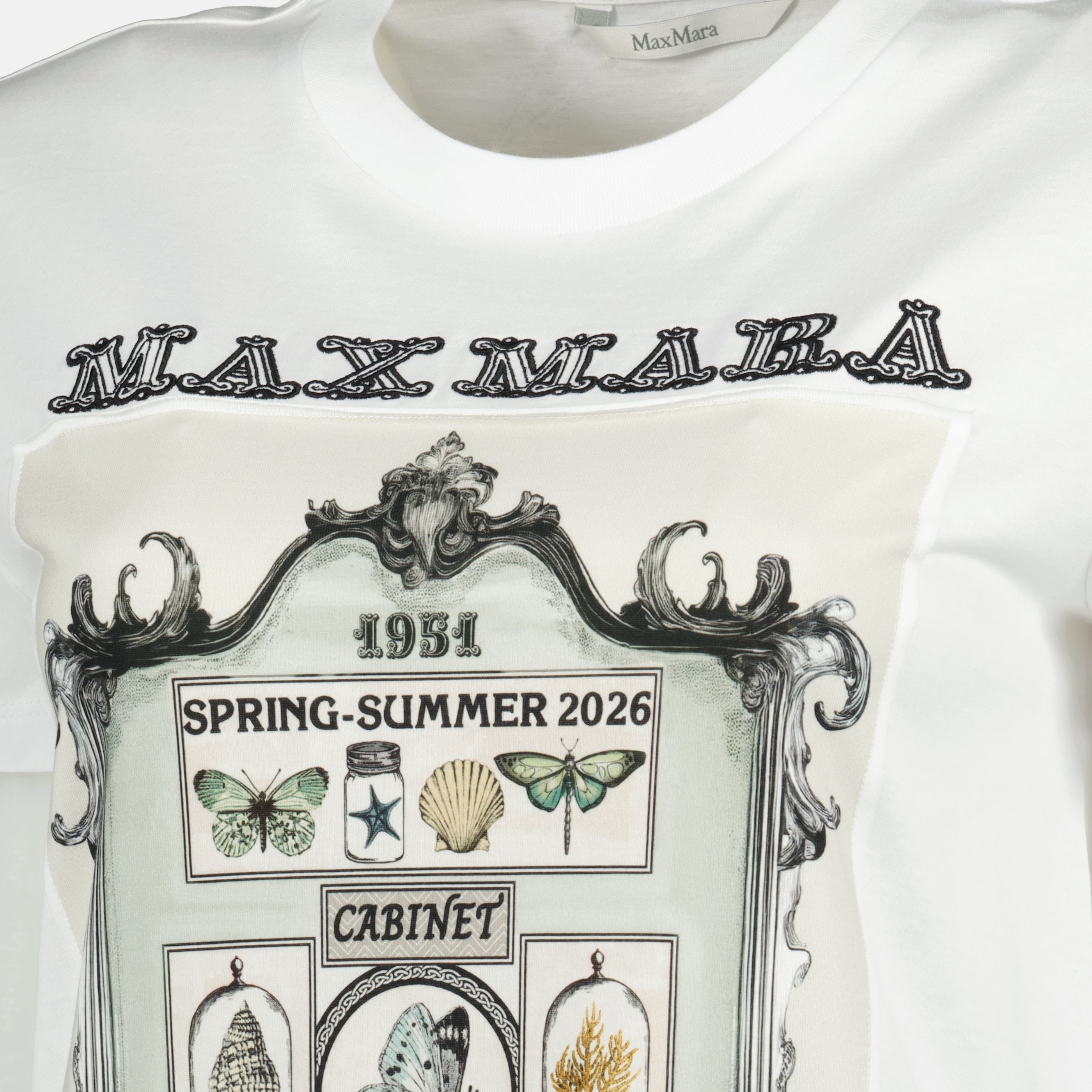 Immagine dell'articolo T-shirt in cotone bianco stampato di Max Mara per Donna - Collezione Primavera-Estate 2026 - Vista dettagliata_1