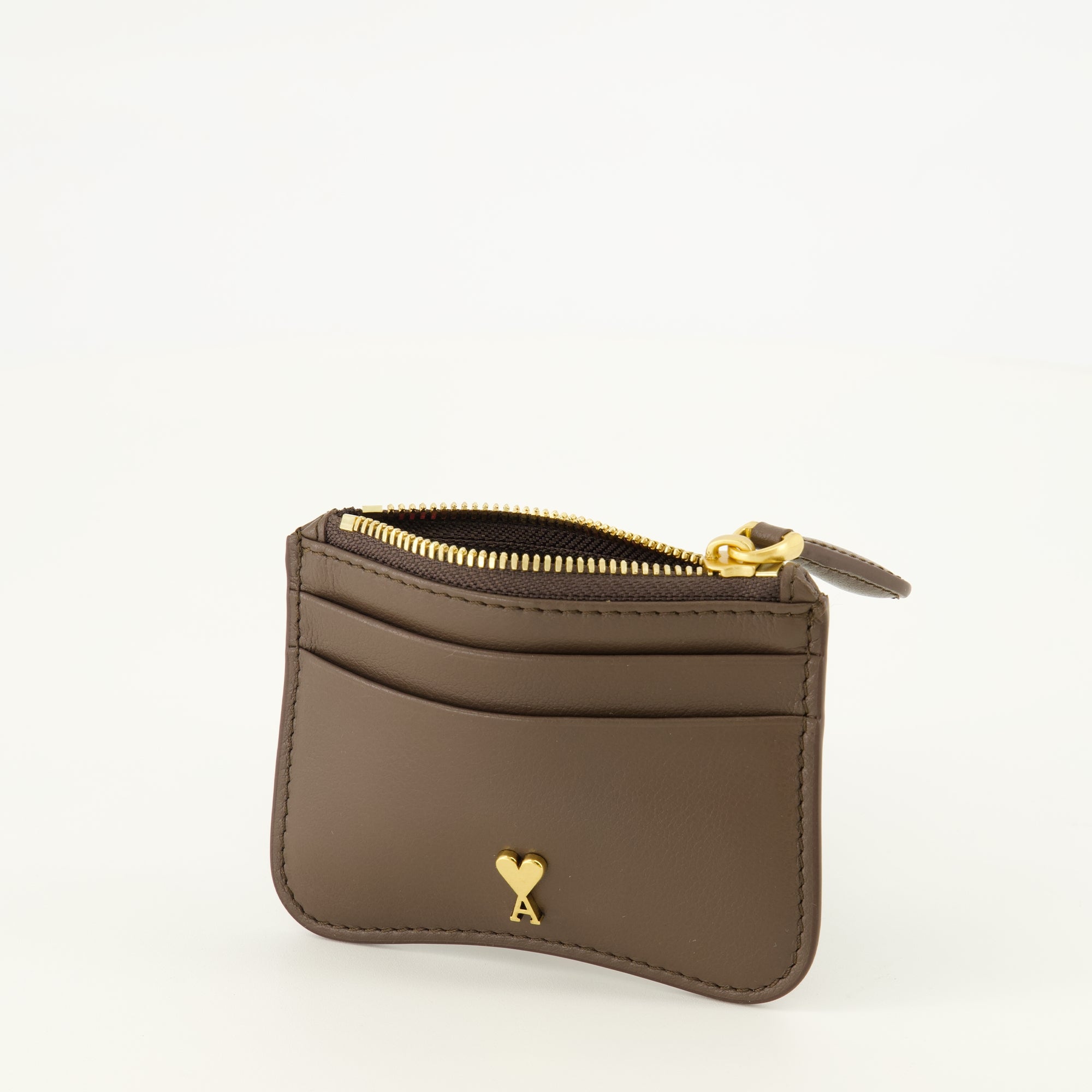Petite maroquinerie Porte-cartes zippé Paris Paris en cuir marron Ami PARIS Marron Unisexe