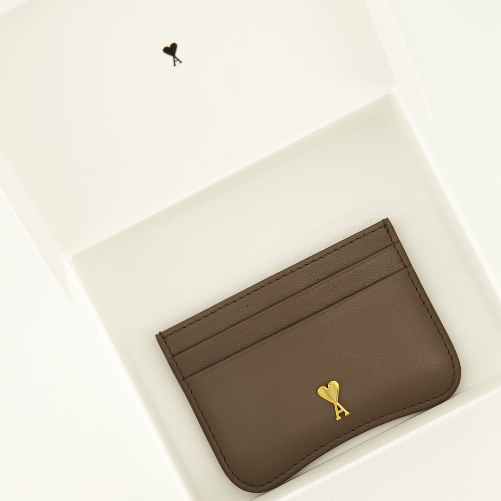 Petite maroquinerie Porte-cartes Paris Paris en cuir marron Ami PARIS Marron Unisexe
