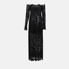 Vestidos Vestido Longo de Renda Rabanne Preto Femme