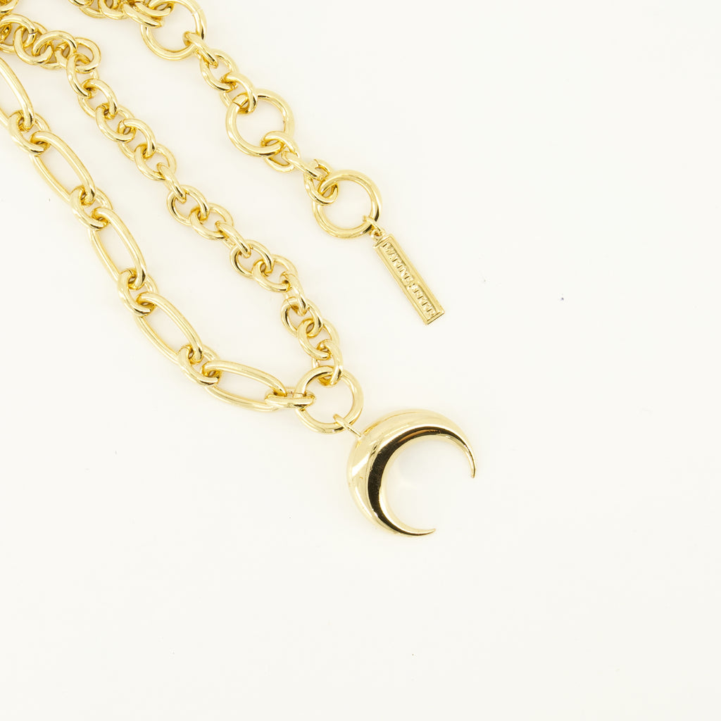 Bijoux Gold Moon Necklace Marine Serre Doré Unisexe