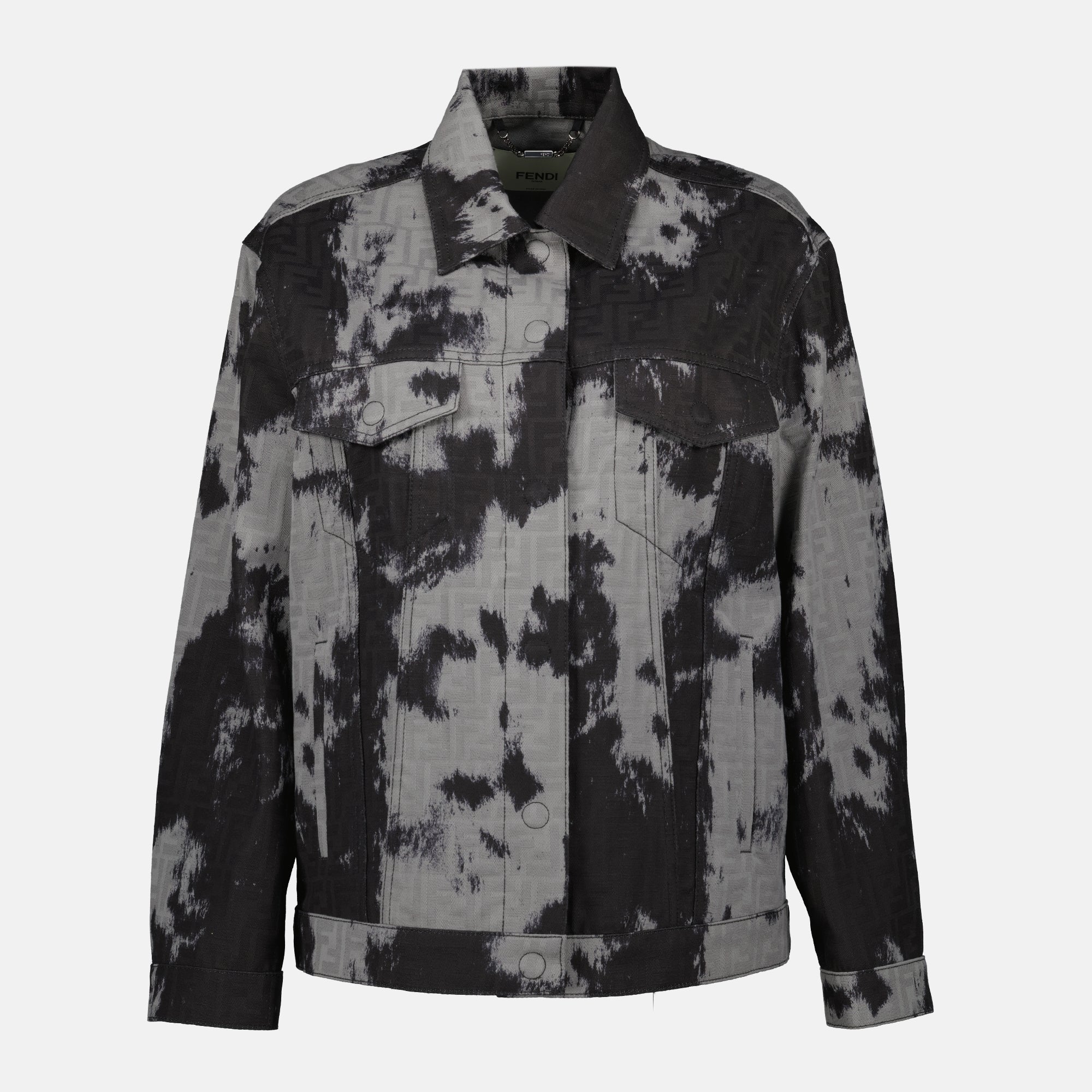 Image of the Fendi brand FF denim jacket for women - Autumn-Winter 2025 season - Front view