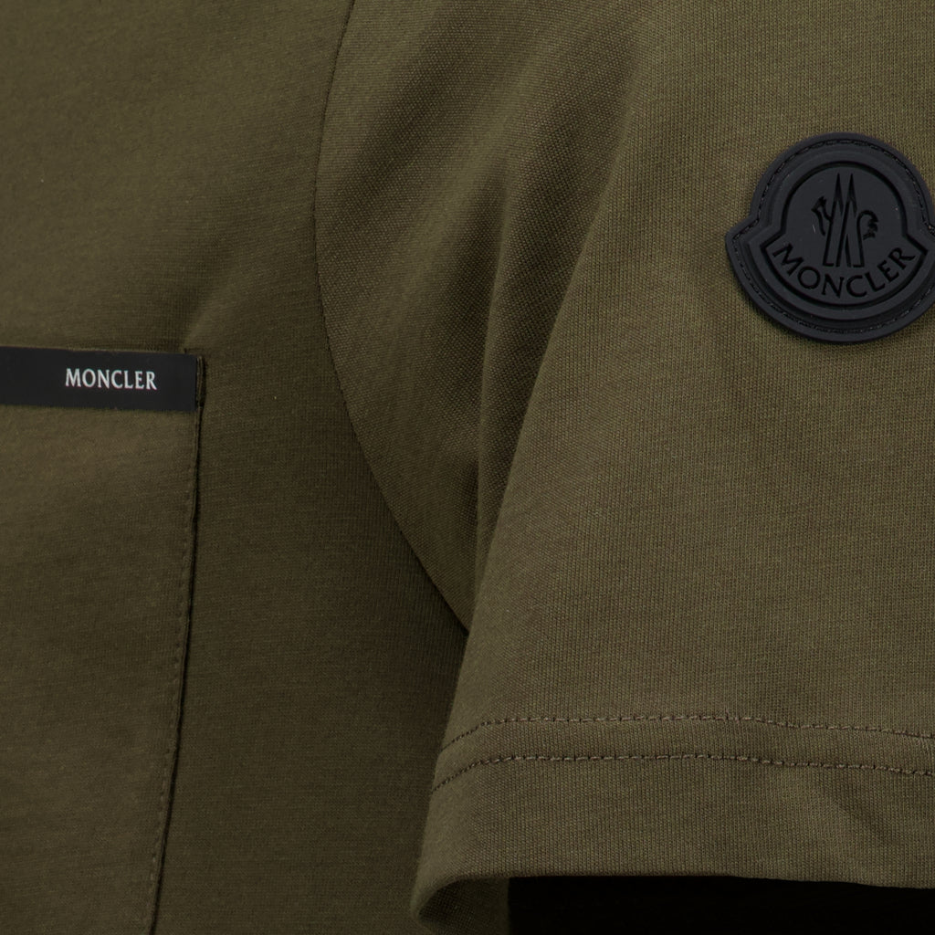 T-shirts Camiseta Kaki con Bolsillo en el Pecho Moncler Kaki Homme