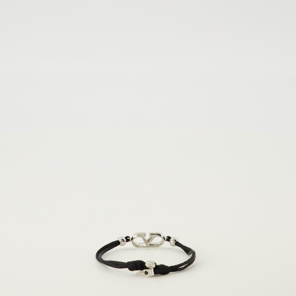 Imagen del brazalete VLogo con cordón negro de la marca Valentino Garavani para Hombre - Temporada Primavera-Verano 2026 - Vista Posterior