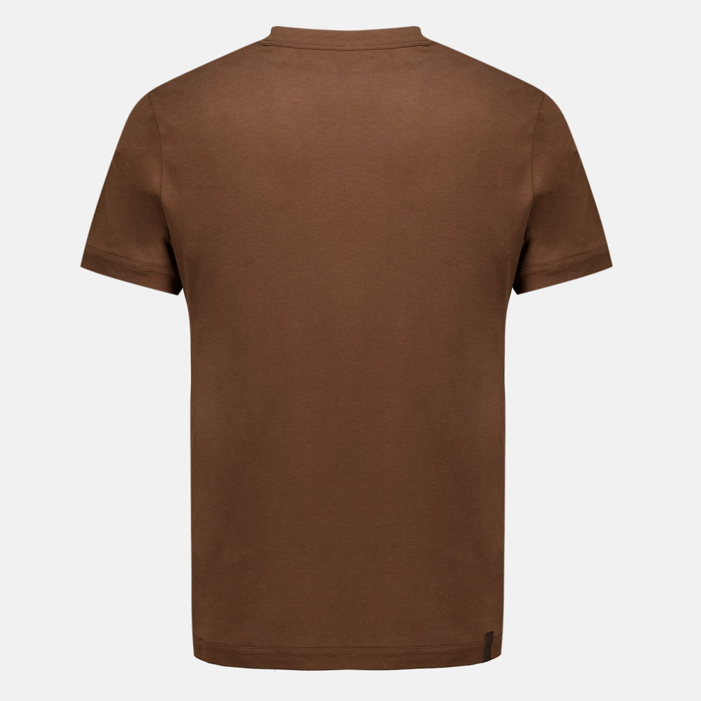 T-shirts T-Shirt in Pelle Marrone con Logo Moncler Marron Homme