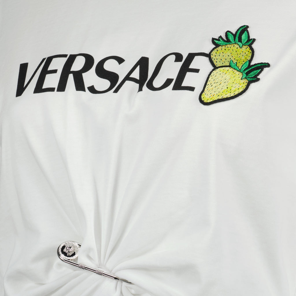 Camisetas T-shirt Crop Morango Versace Branco Femme