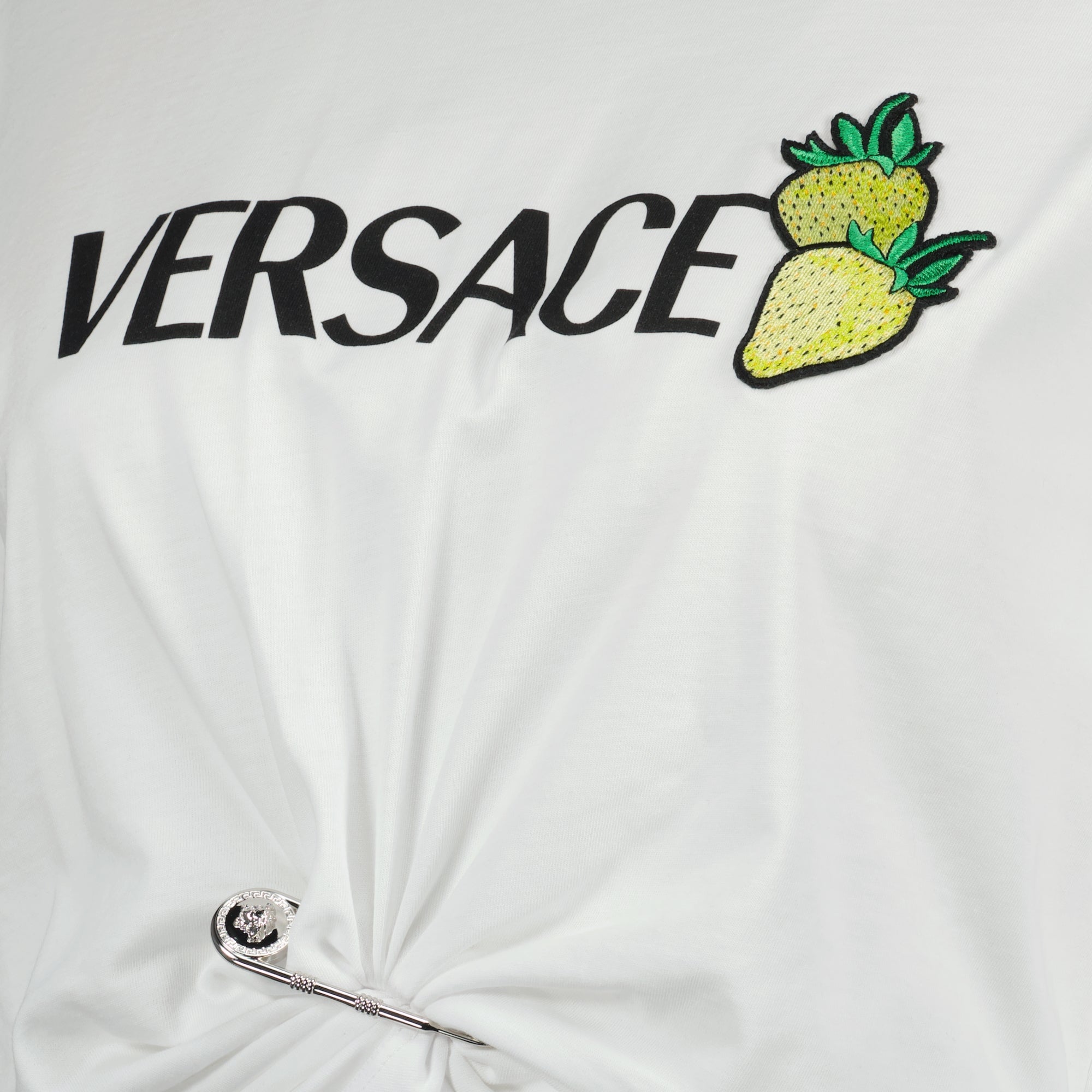 Camisetas T-shirt Crop Morango Versace Branco Femme