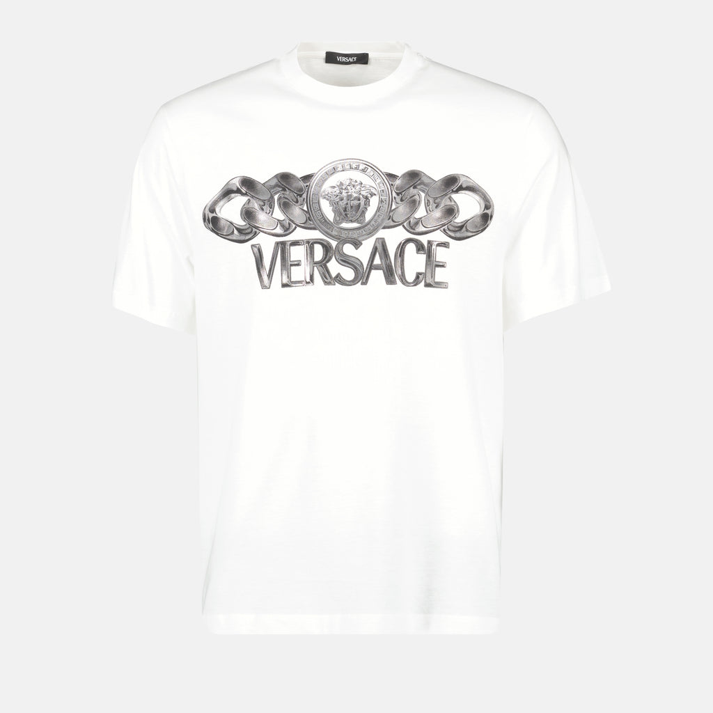 Tシャツ メデューサ オン チェーン Tシャツ Versace 白 Homme