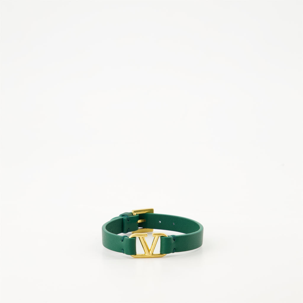 Bijoux Bracelet VLogo en cuir Valentino Garavani Vert Homme