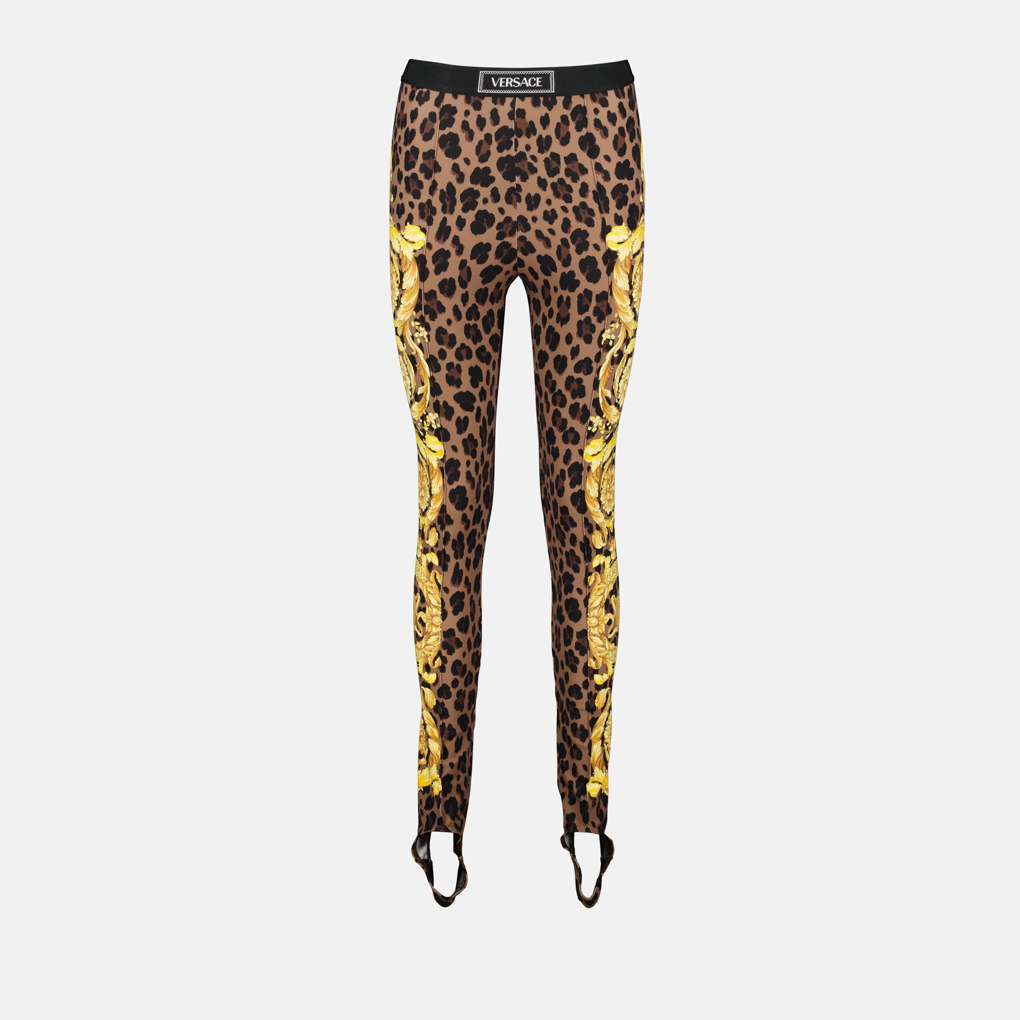 Pantalons Legging fuseau léopard Barocco Versace Marron Femme
