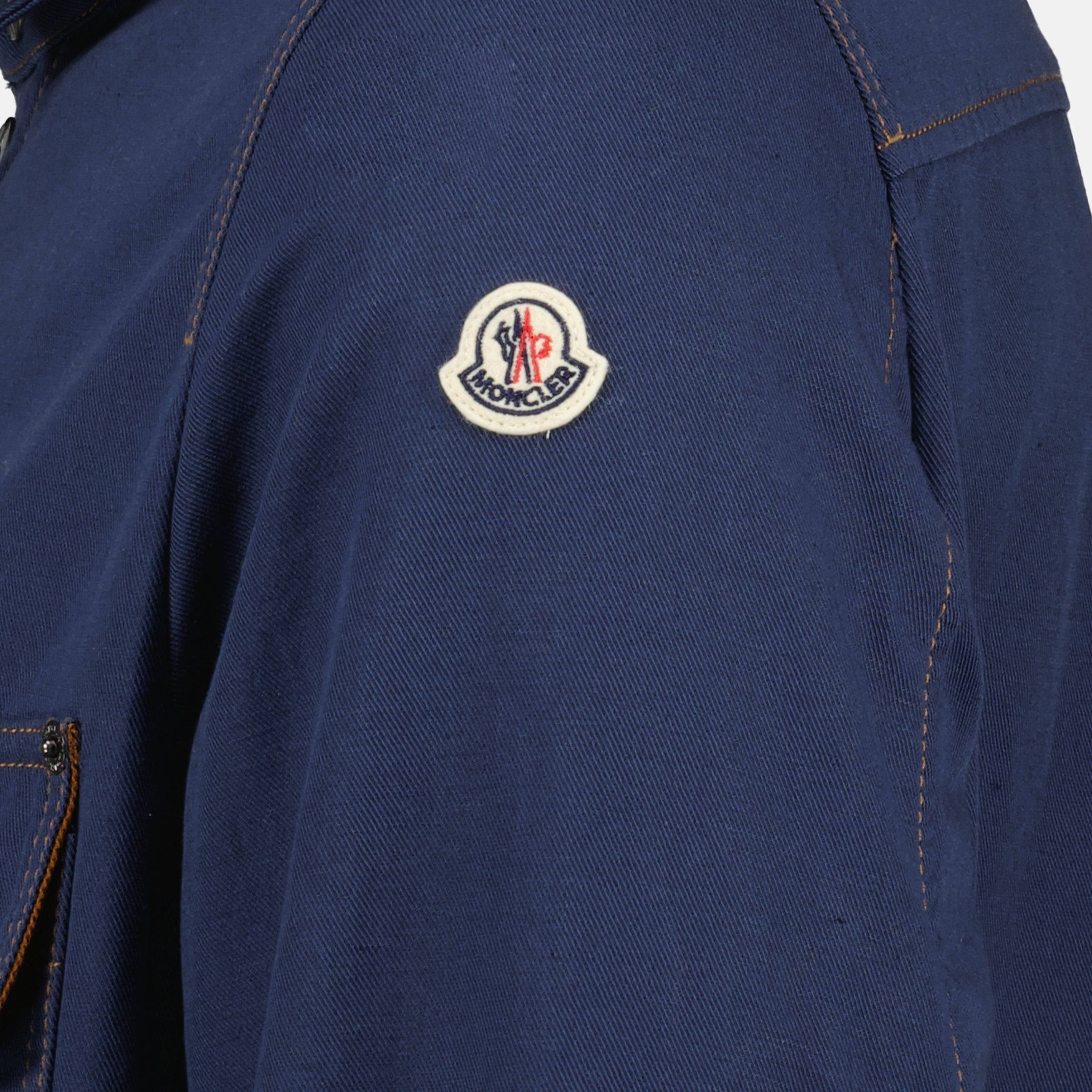 Vestes Casaco Camisa Watagua em Algodão e Linho Azul Marinho Moncler Bleu Homme